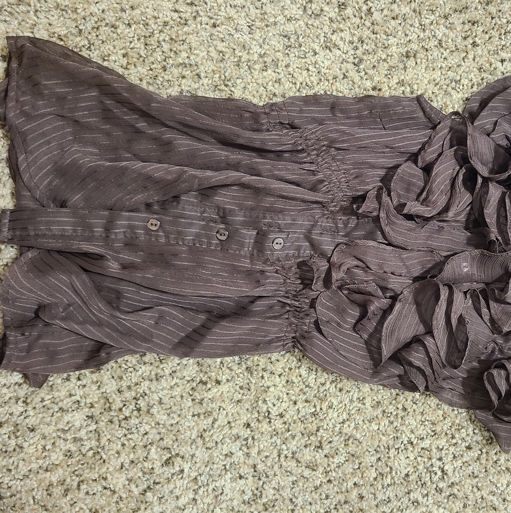 Dark Brown A'gaci Button Down Blouse - image 2